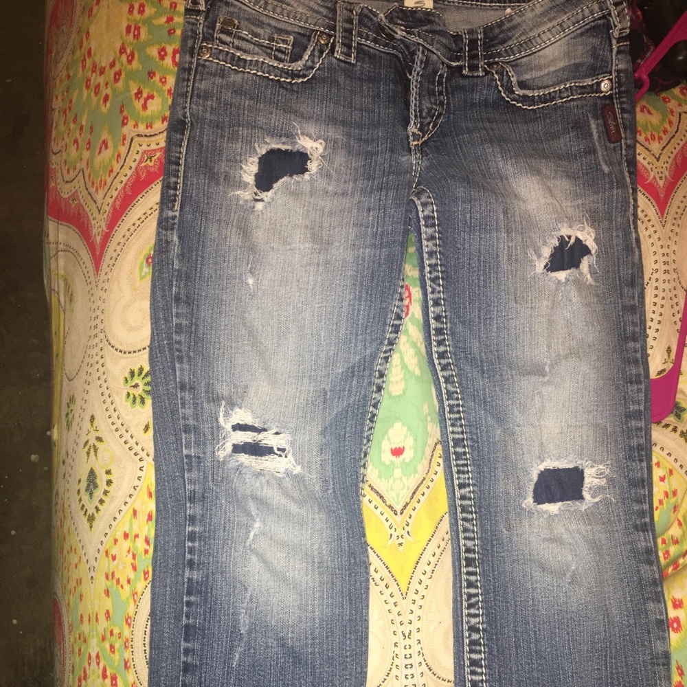 Silver crop jeans size 28